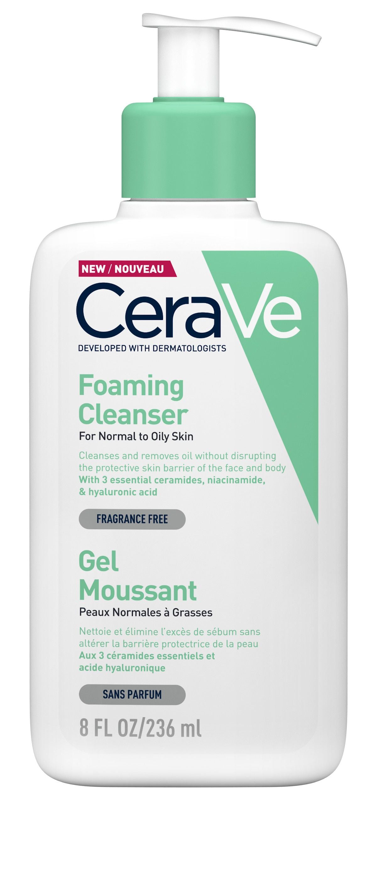 Cerave Gel Nettoyant Moussant Peaux Normales a Grasses 236ml