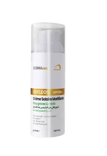 Dermaeos Uvleos Spf 50+ Crème Solaire Matifiante Peaux Mixtes & Grasse 50 ml