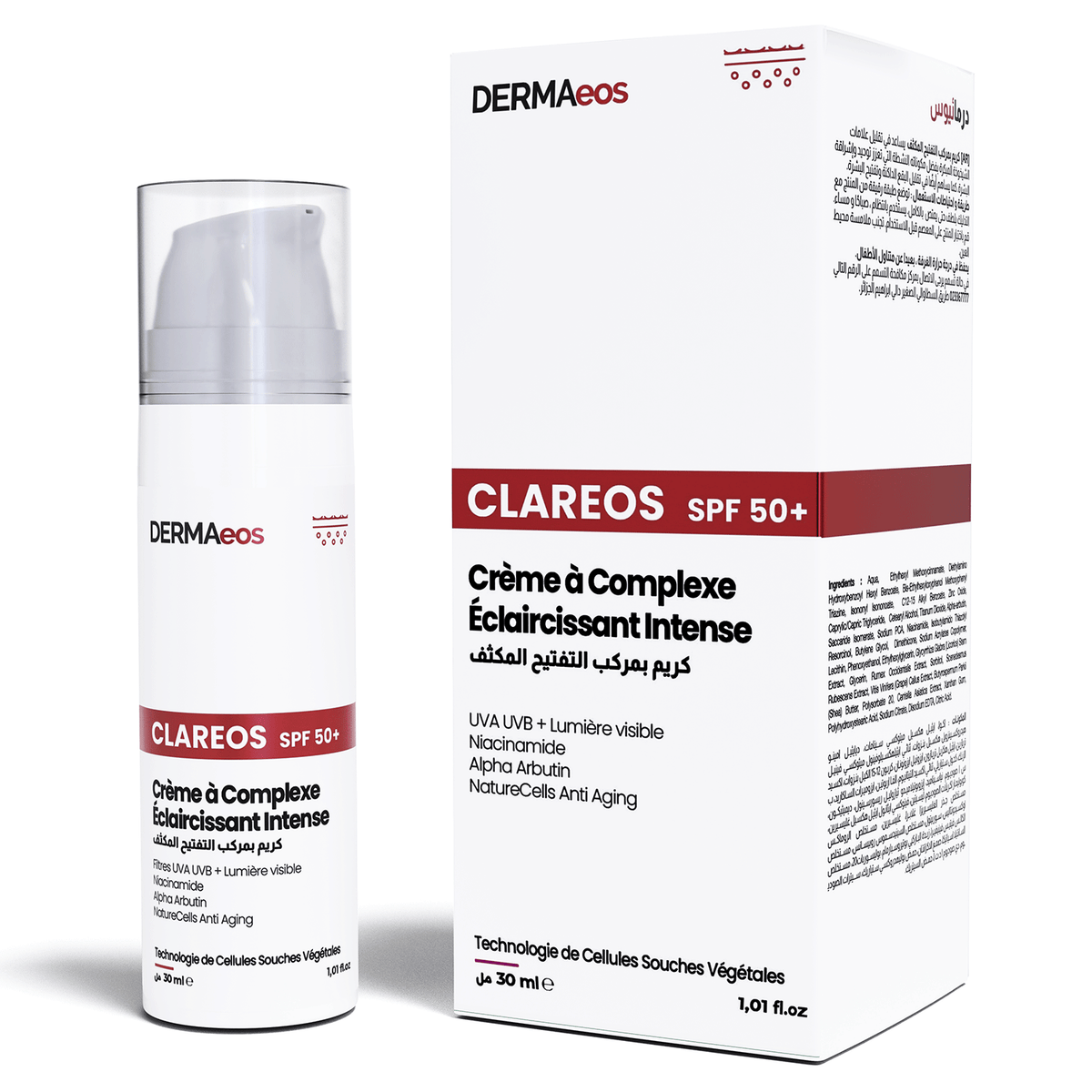 Dermaeos Clareos Spf50+ Crème à Complexe Eclaircissant intense 30 ml
