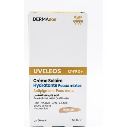 Dermaeos Uvleos Spf 50+ Crème Solaire Hydratante Anti pigment Teinte Medium 50 ml